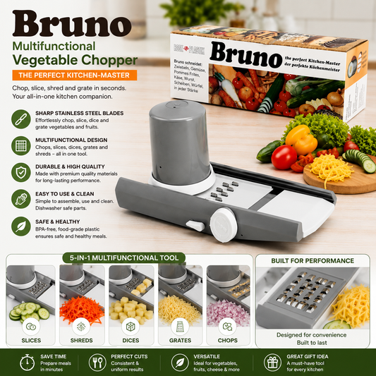 Bruno Vegetable Chopper | Manual Slicer, Shredder & Grater