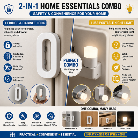 🔒💡 2-in-1 Home Essentials Combo —children safety Fridge Lock + 2USB Night Light